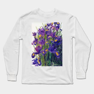 Purple irises watercolour painting Long Sleeve T-Shirt